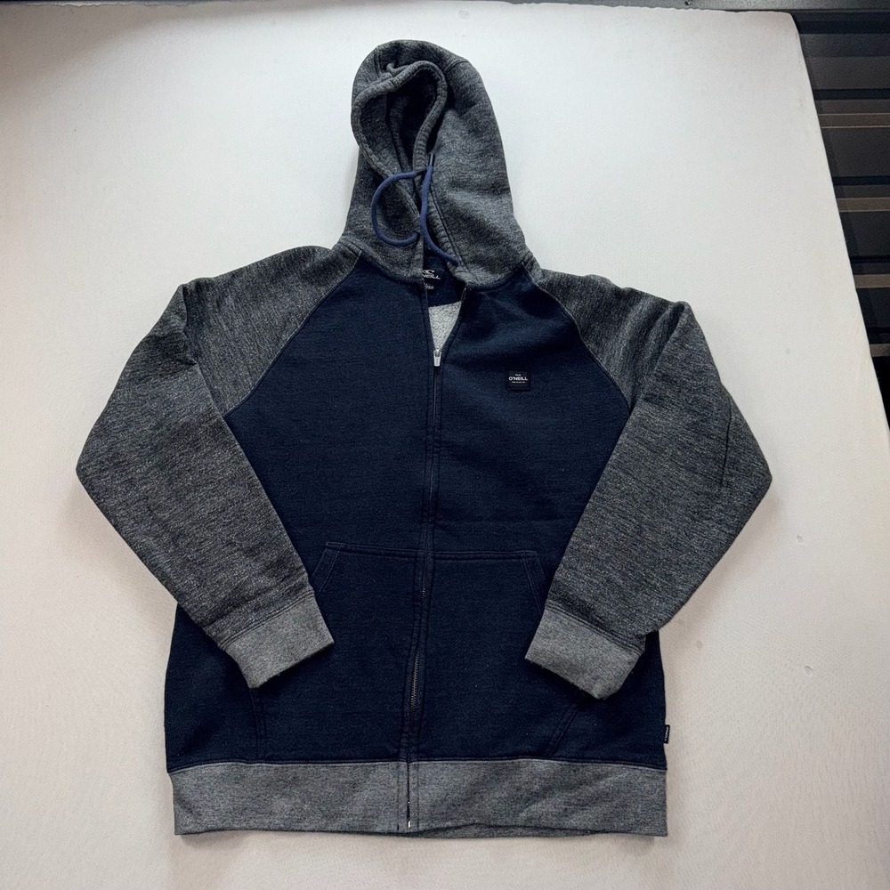 O'Neill Men Blue Standard Fit Full Zip Hoodie with Fleece Lining Size Large